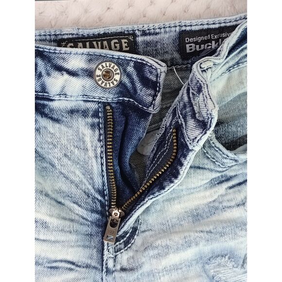 Salvage Chaos Boot Regular Fit Boys 12 Tall Destructed Denim Jeans - Picture 15 of 15